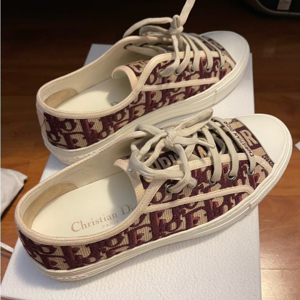 Christian Dior Burgundy and Cream Sneakers